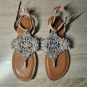 GIANNI BINI | PEARL AND RHINESTONE SANDAL SIZE 8 NWOT